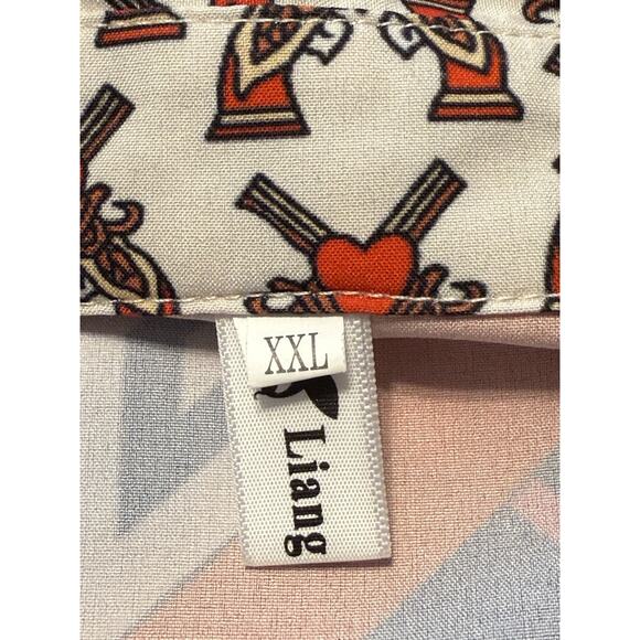 Liang Dian YiZ Bow Shirt Multi Color Print 2XL Academia Chic 80-70-01 - Picture 6 of 15